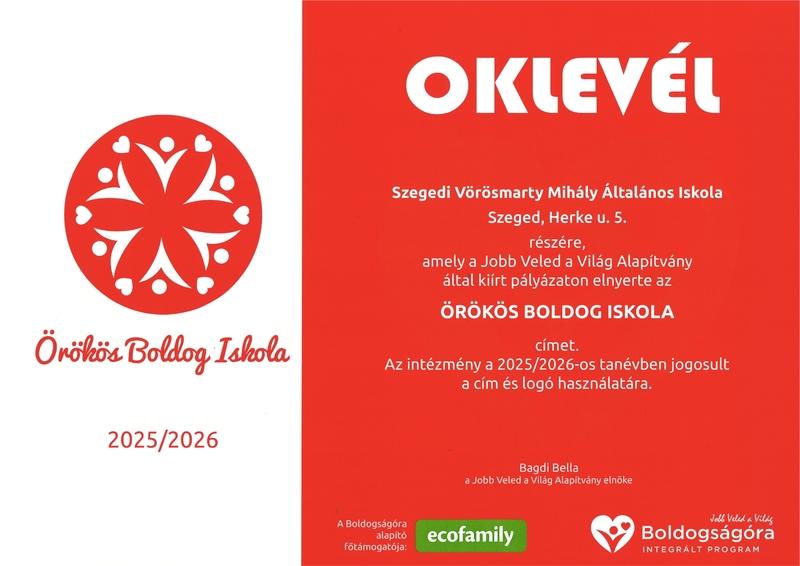 Örökös Boldogiskola – Szív Serlege Díj